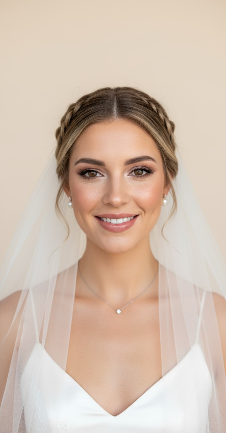 After Elegant Wedding Hair Updo With Veil